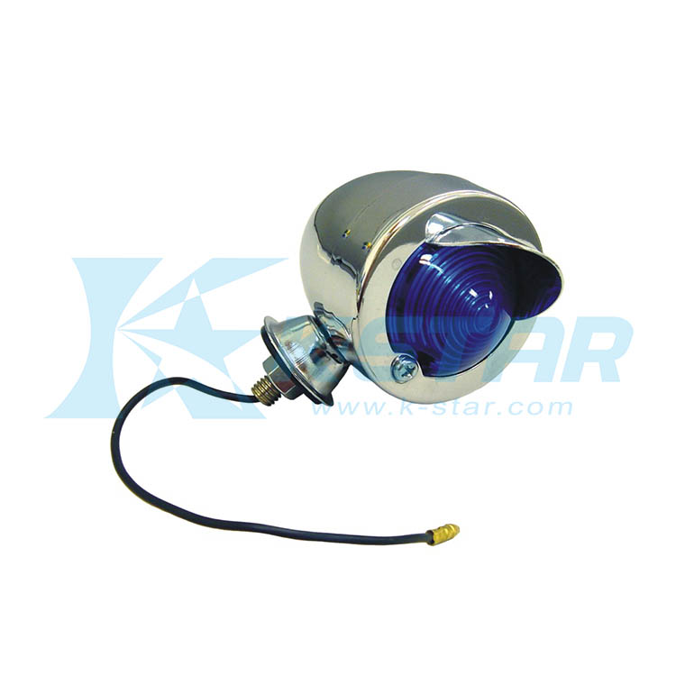 BULLET LAMP WITH PEAK IN CHROME WITH BLUE LENS